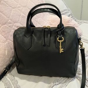 Fossil satchel black leather bag